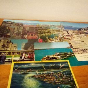 Vintage Lot of 9 San Francisco Theme Post Cards Alcatraz Hotel Fishing Linen